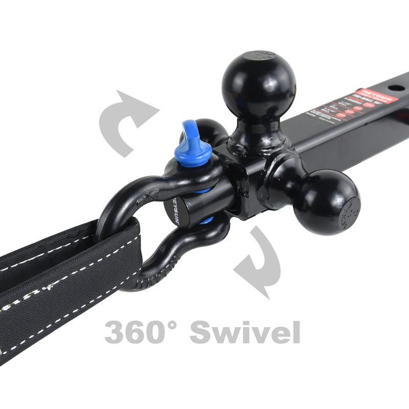 REYSUN 864058HP Trailer Hitch Tri Ball Mount and 360 Swival Tow Shackle  Fits for 2 Inch Receiver  Hitch Pin Included - Image 5